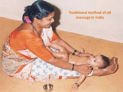 Traditional Method of oil massage in India